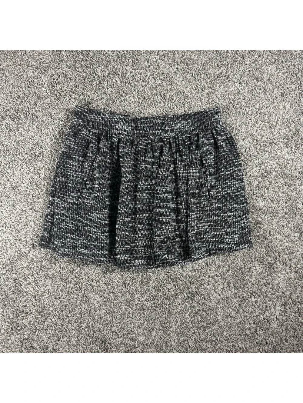 Free‎ People Mini Skirt Large Black White Skater Pockets Academia